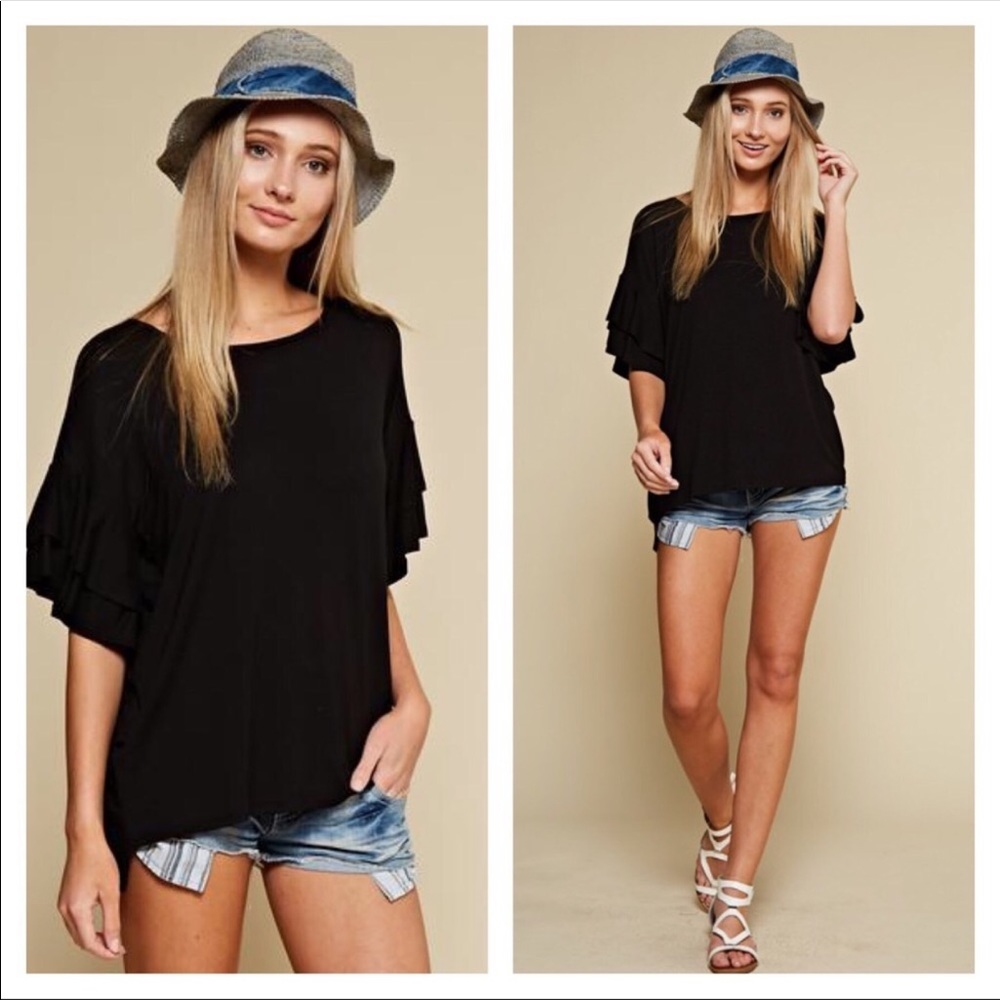 🌶️🌶️🌶️ Gorgeous Fall Must Have Black Ruffled Top